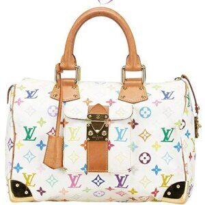 Louis Vuitton Speedy Multicolor 30 Monogram Sac Hand Bag White Tote Purse
